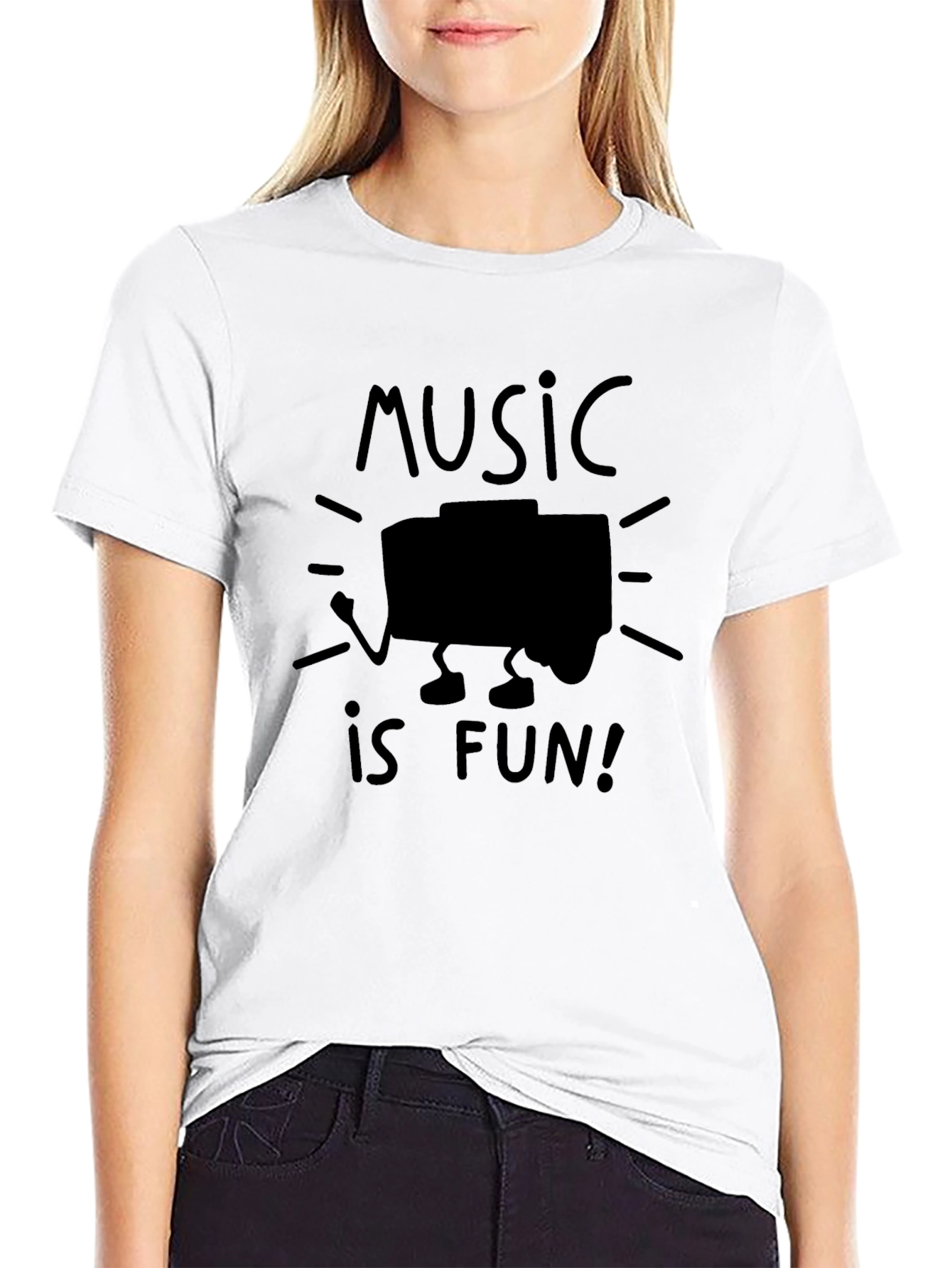 Music is Fun! Black Graphic Tee