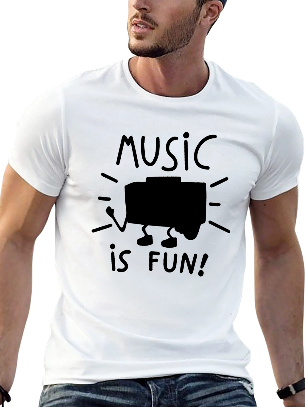 Music is Fun! Black Graphic Tee