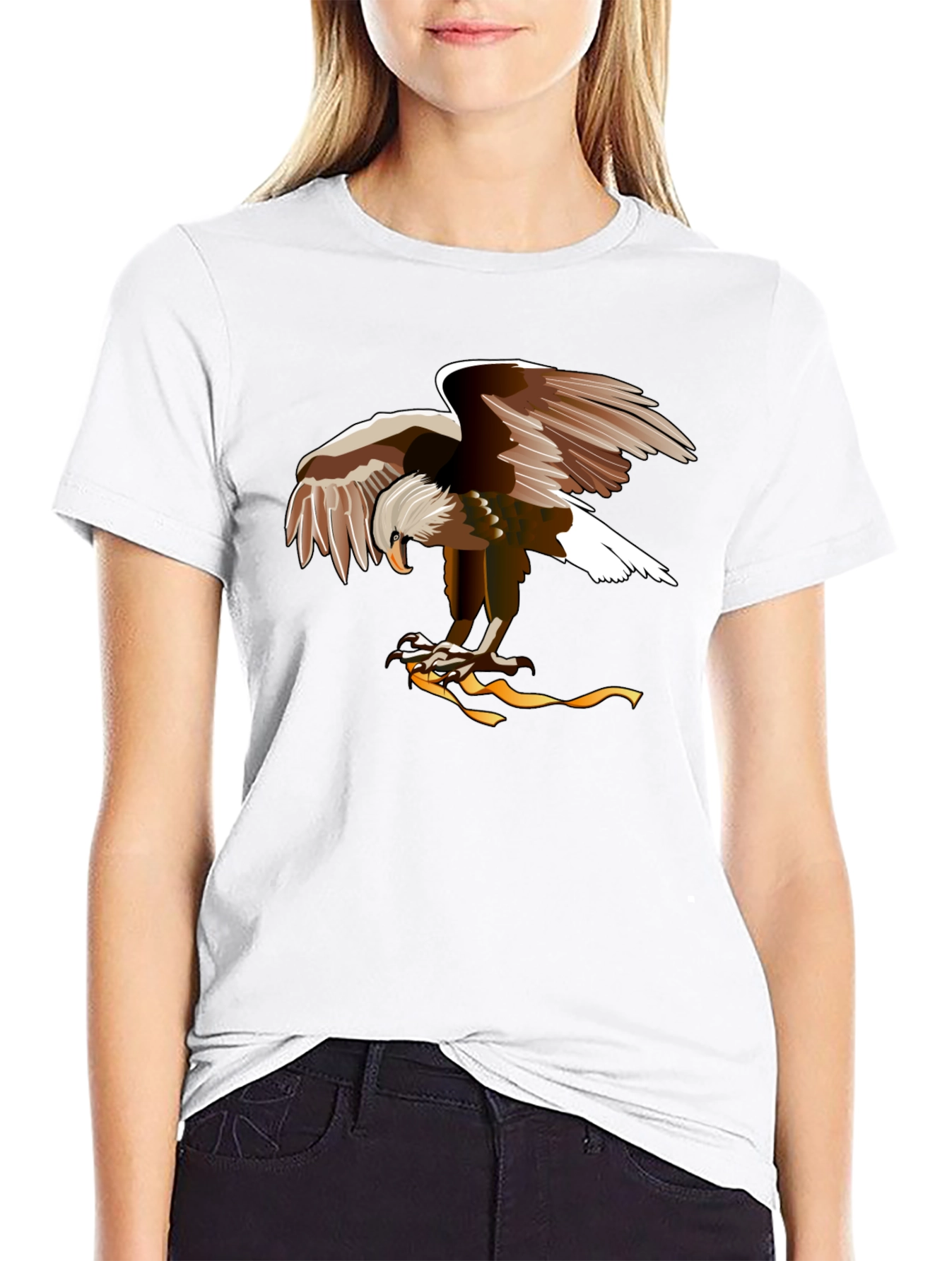 Eagle Graphic Print Tee - Mens Black Cotton T-Shirt