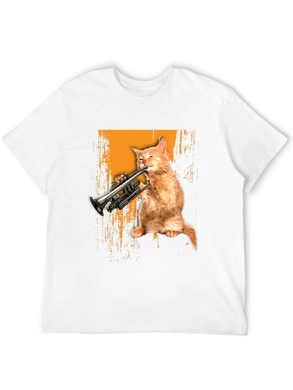 Cat Playing Trumpet Graphic Tee