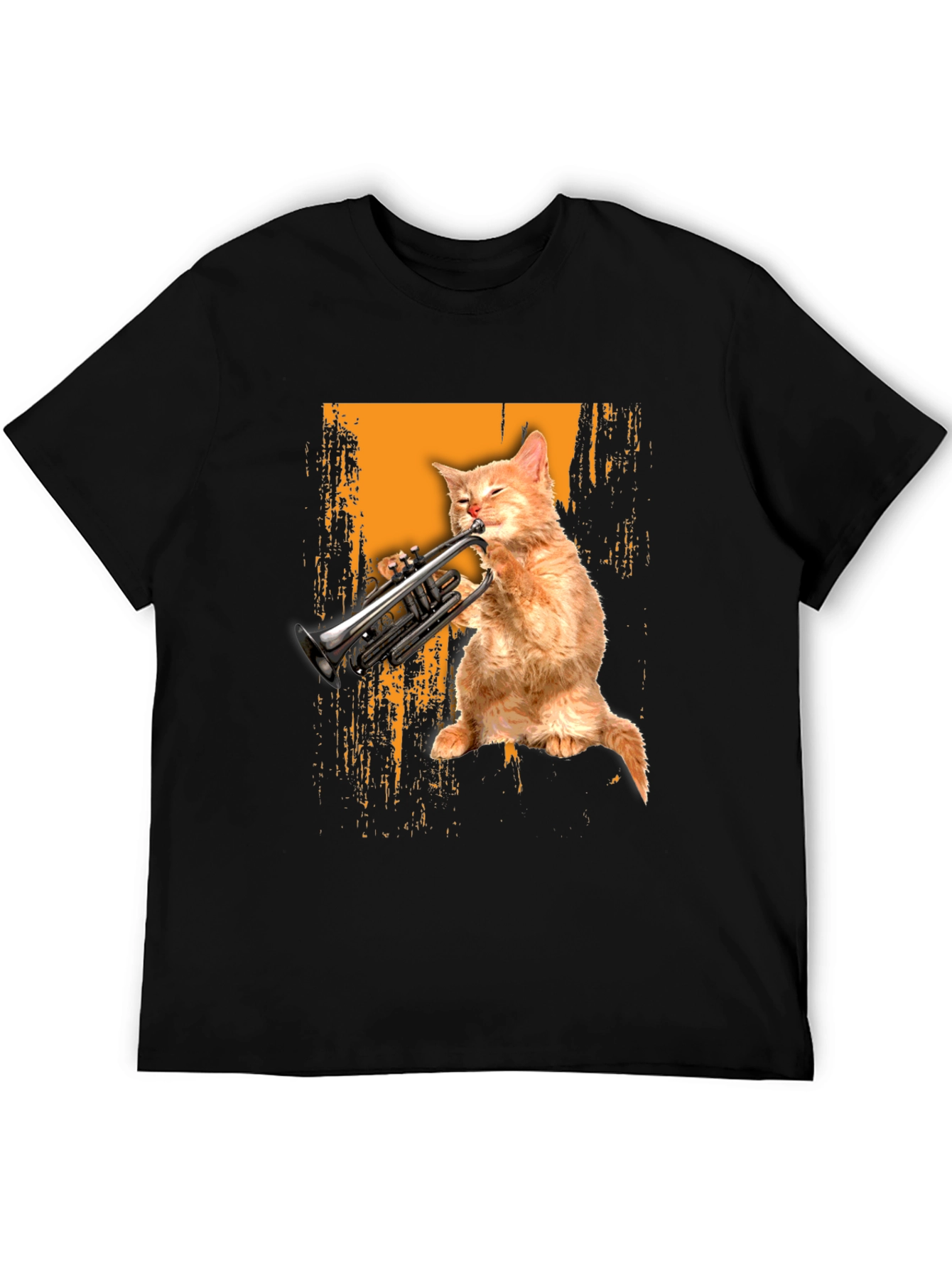 Cat Playing Trumpet Graphic Tee
