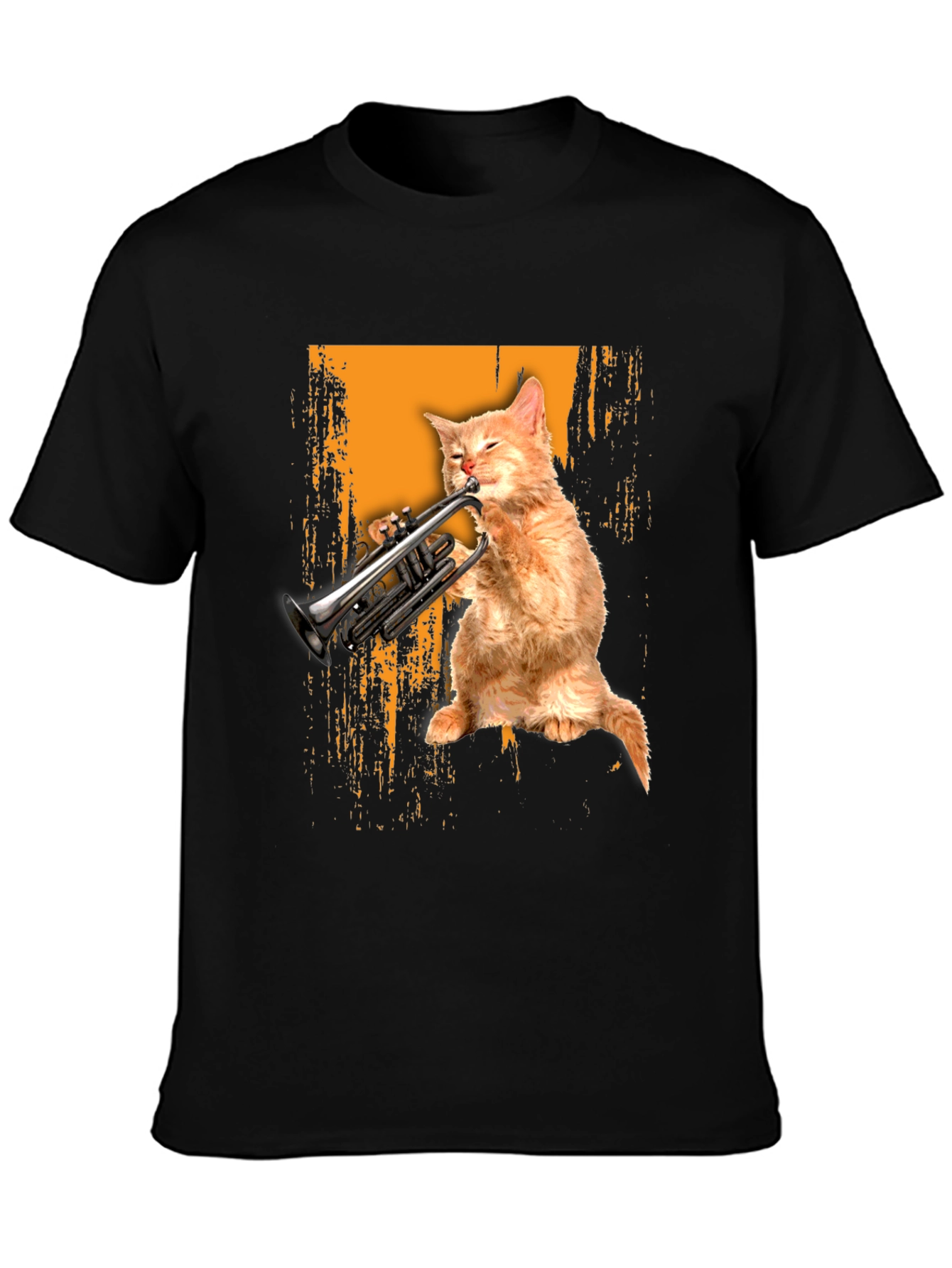 Cat Playing Trumpet Graphic Tee