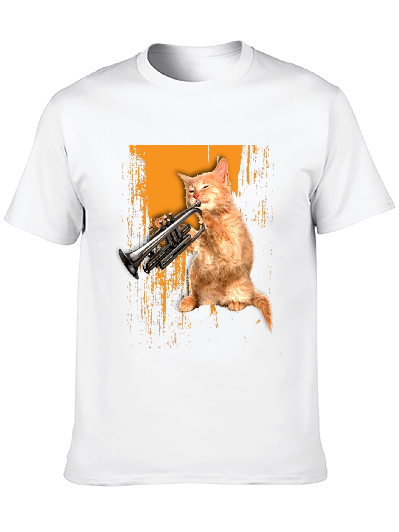 Cat Playing Trumpet Graphic Tee
