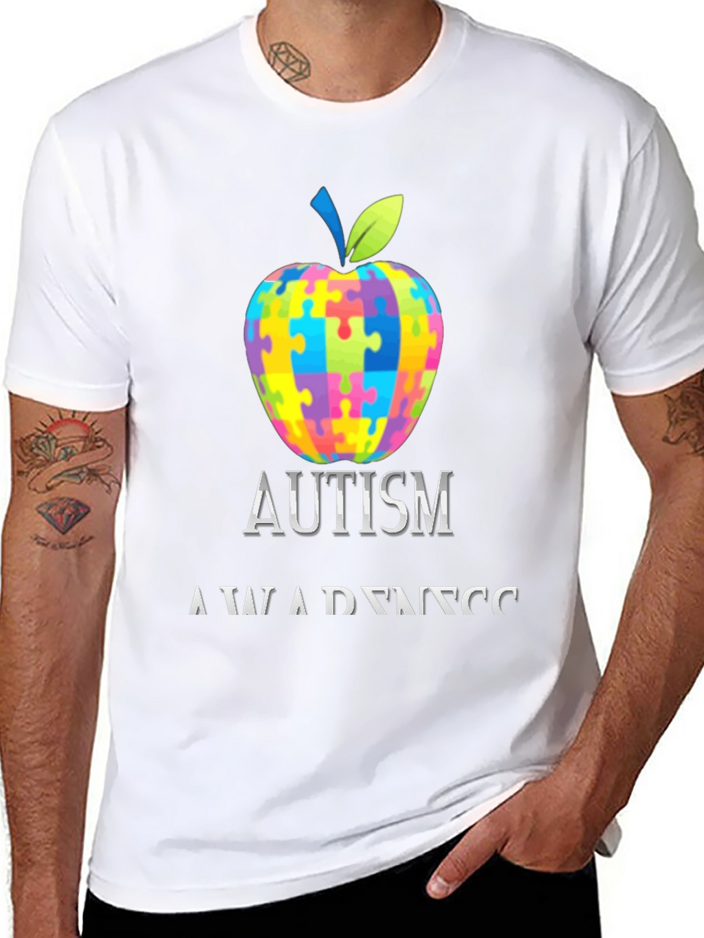 Autism Awareness Puzzle Apple Tee