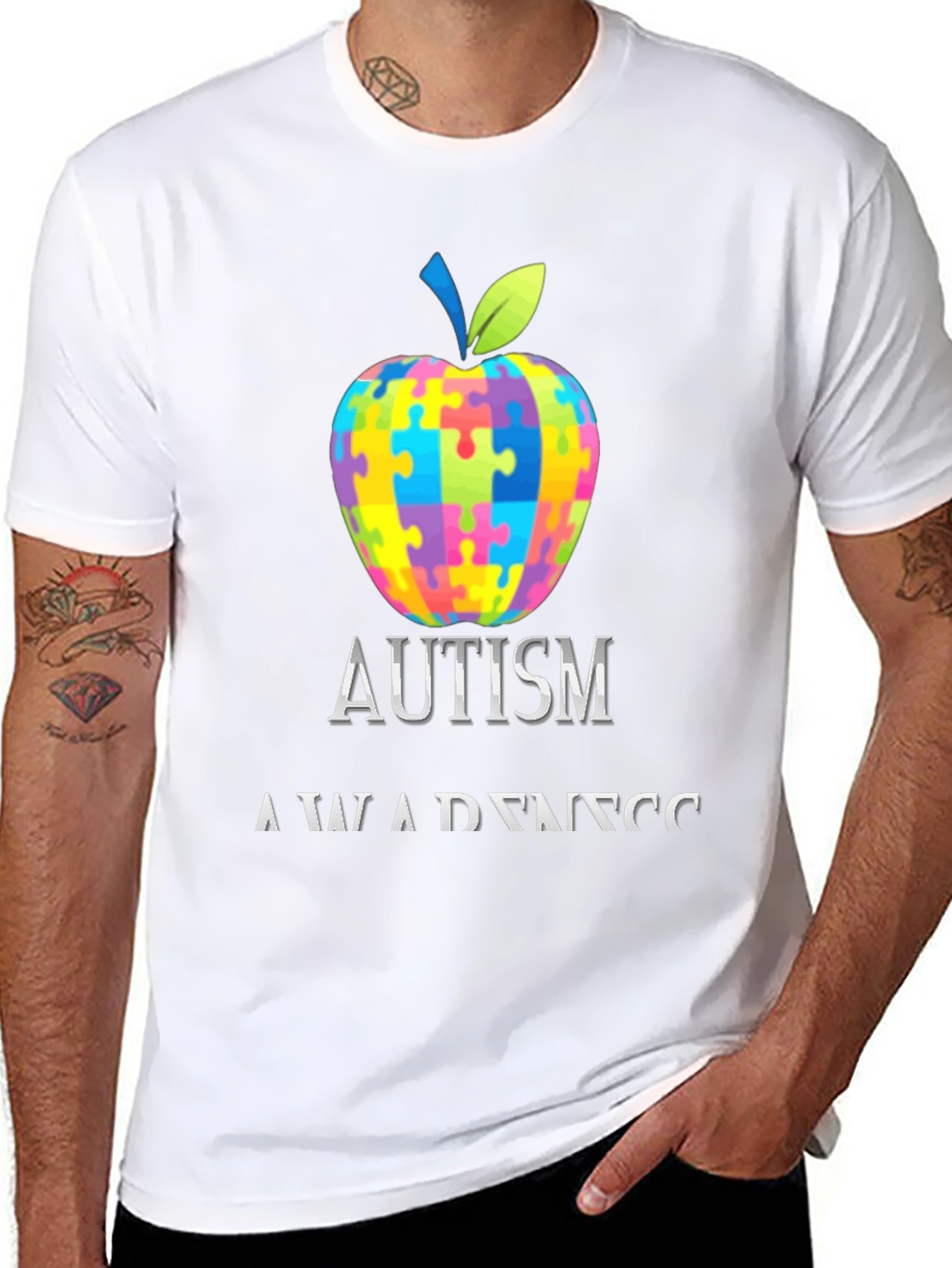 Autism Awareness Puzzle Apple Tee