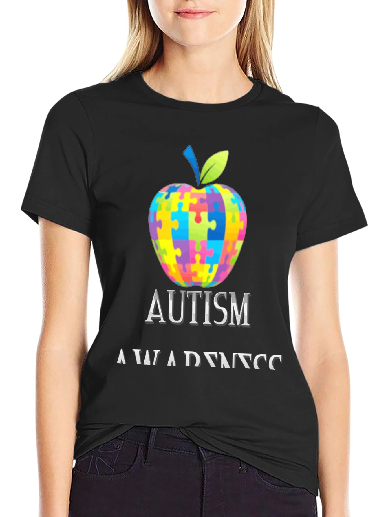Autism Awareness Puzzle Apple Tee