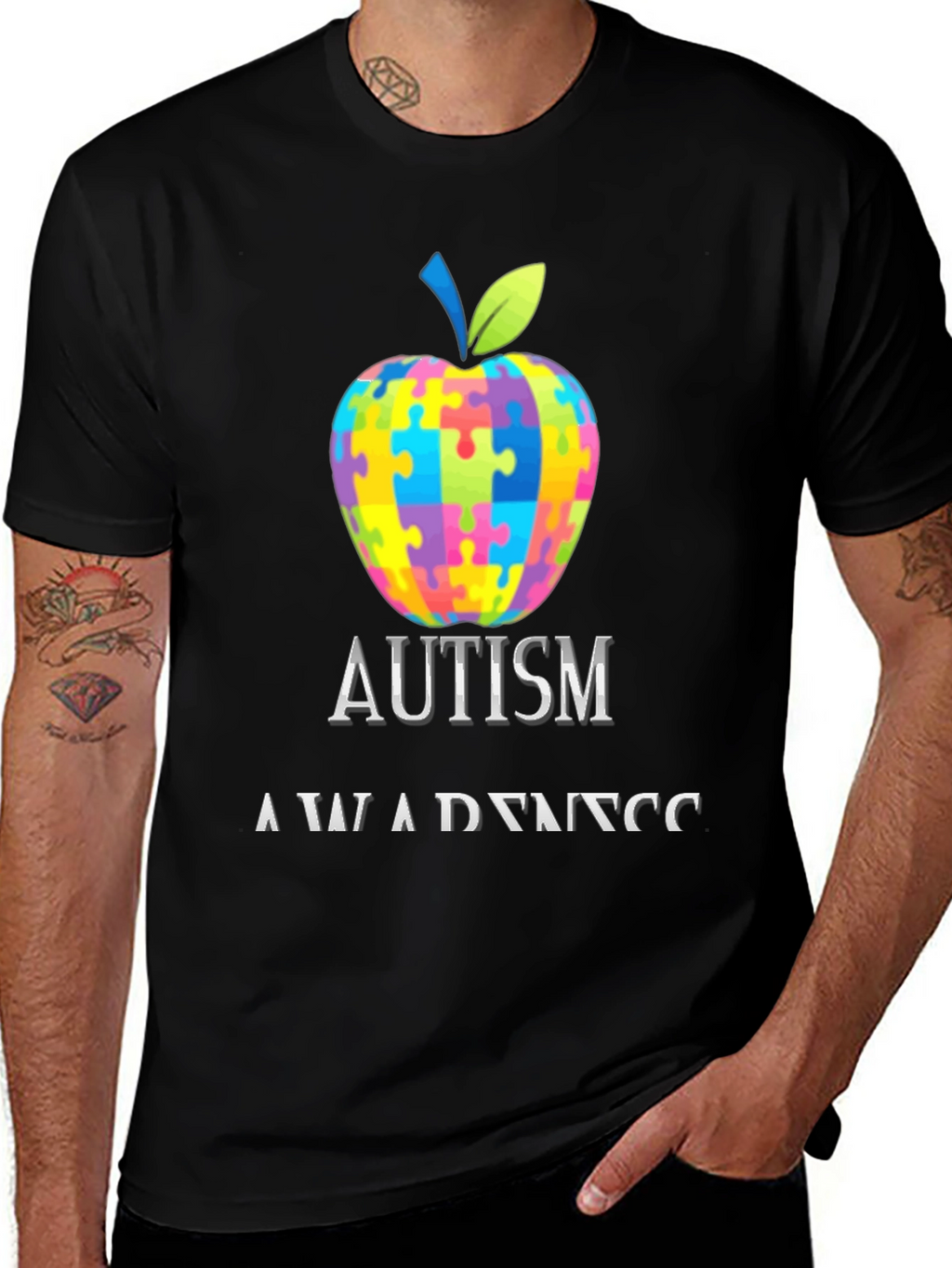 Autism Awareness Puzzle Apple Tee