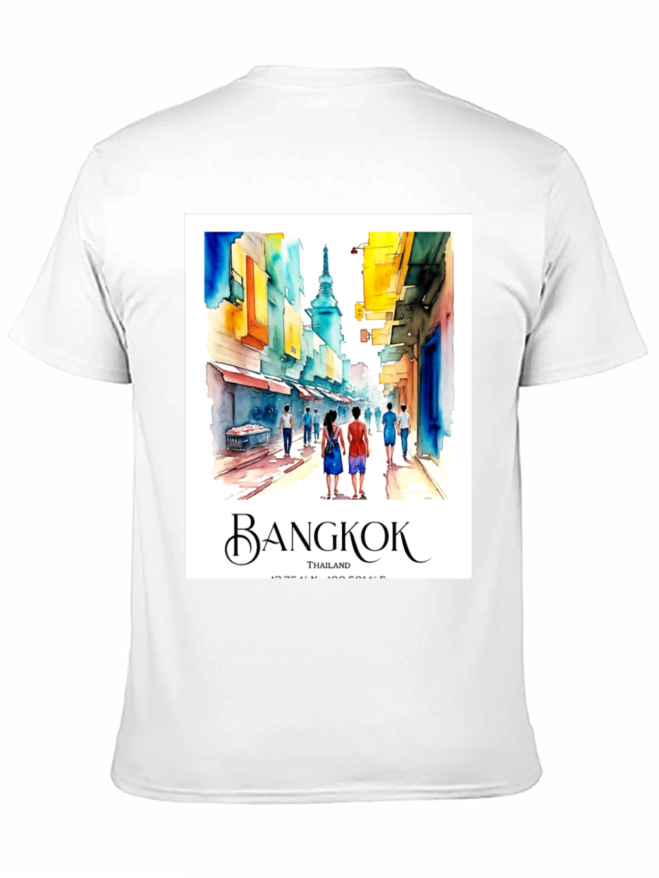 Bangkok Thailand T-Shirt: Watercolor Street Scene