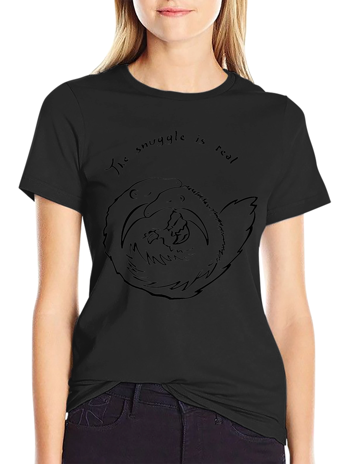 The Snuggle is Real Black Graphic Tee