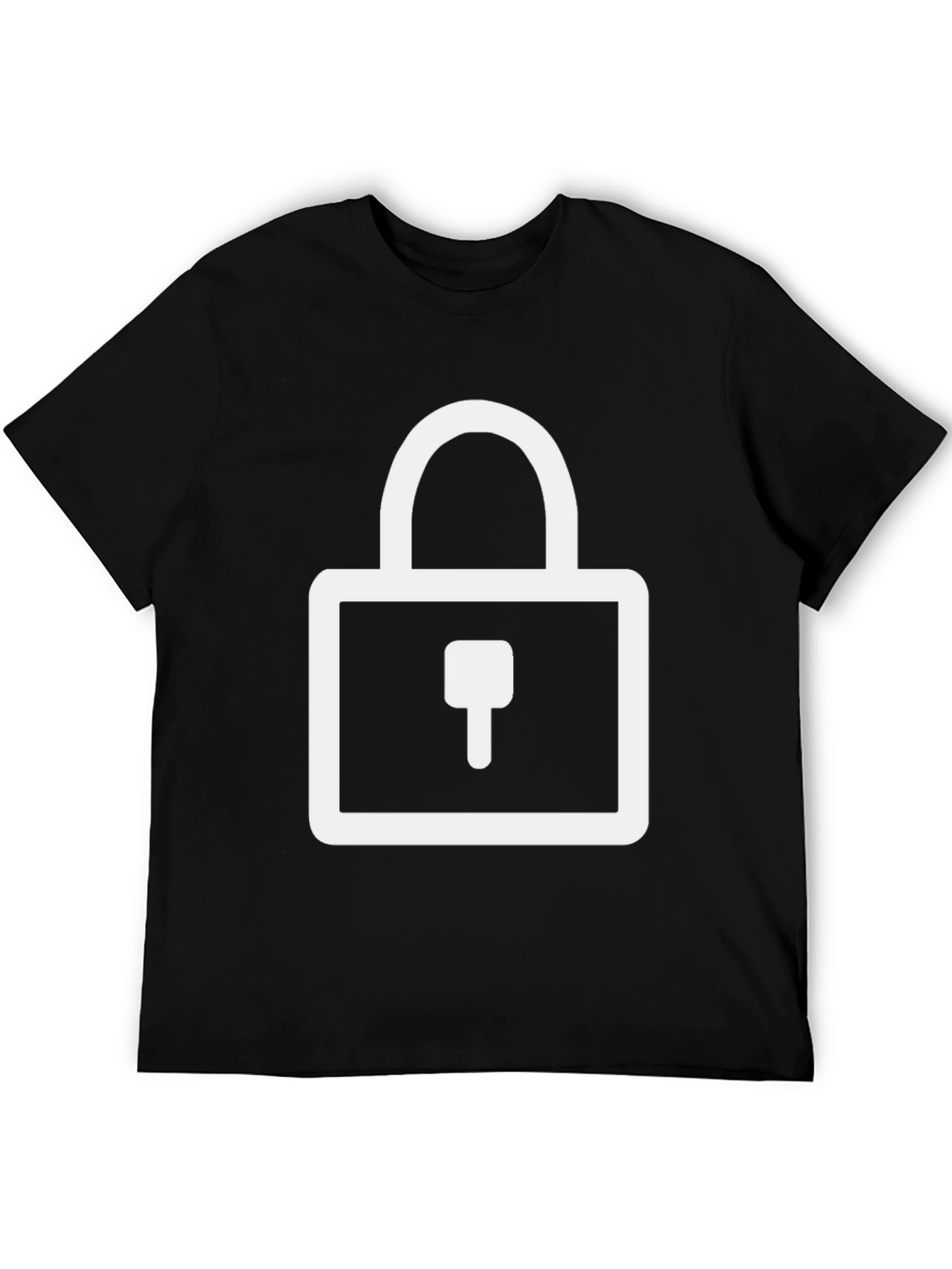 Modern Black T-Shirt with Padlock Graphic
