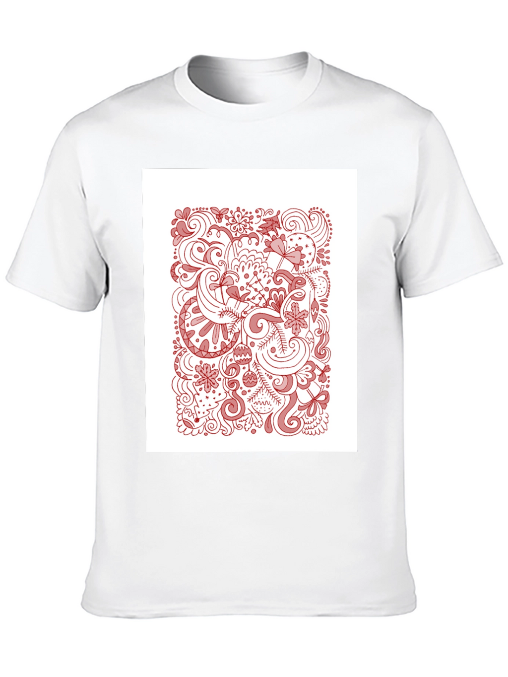 Black T-Shirt with Holiday Doodle Design