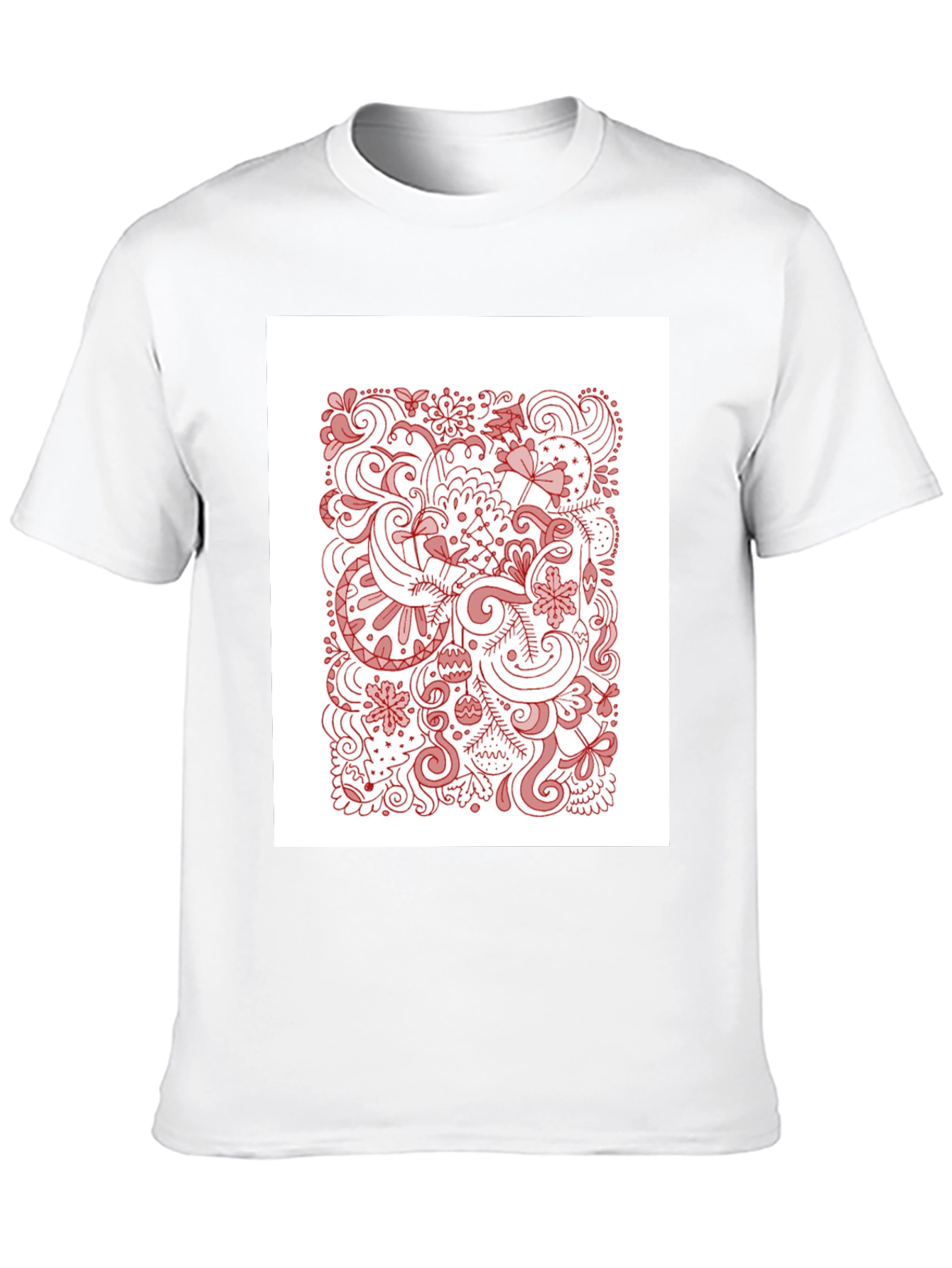 Black T-Shirt with Holiday Doodle Design