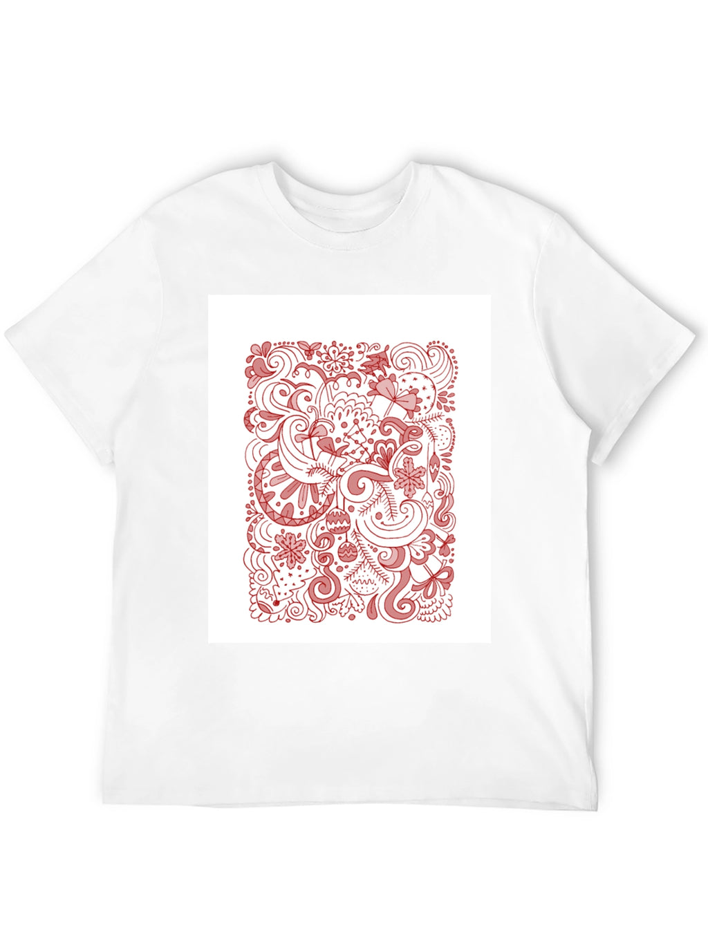 Black T-Shirt with Holiday Doodle Design