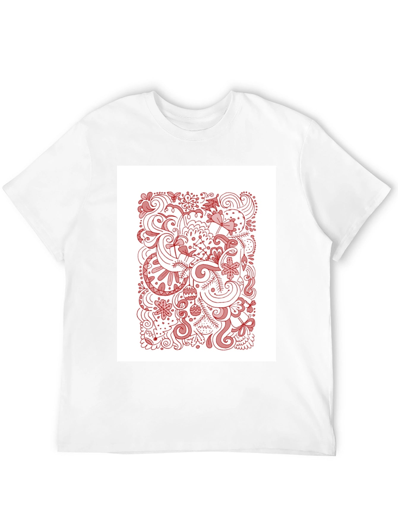 Black T-Shirt with Holiday Doodle Design
