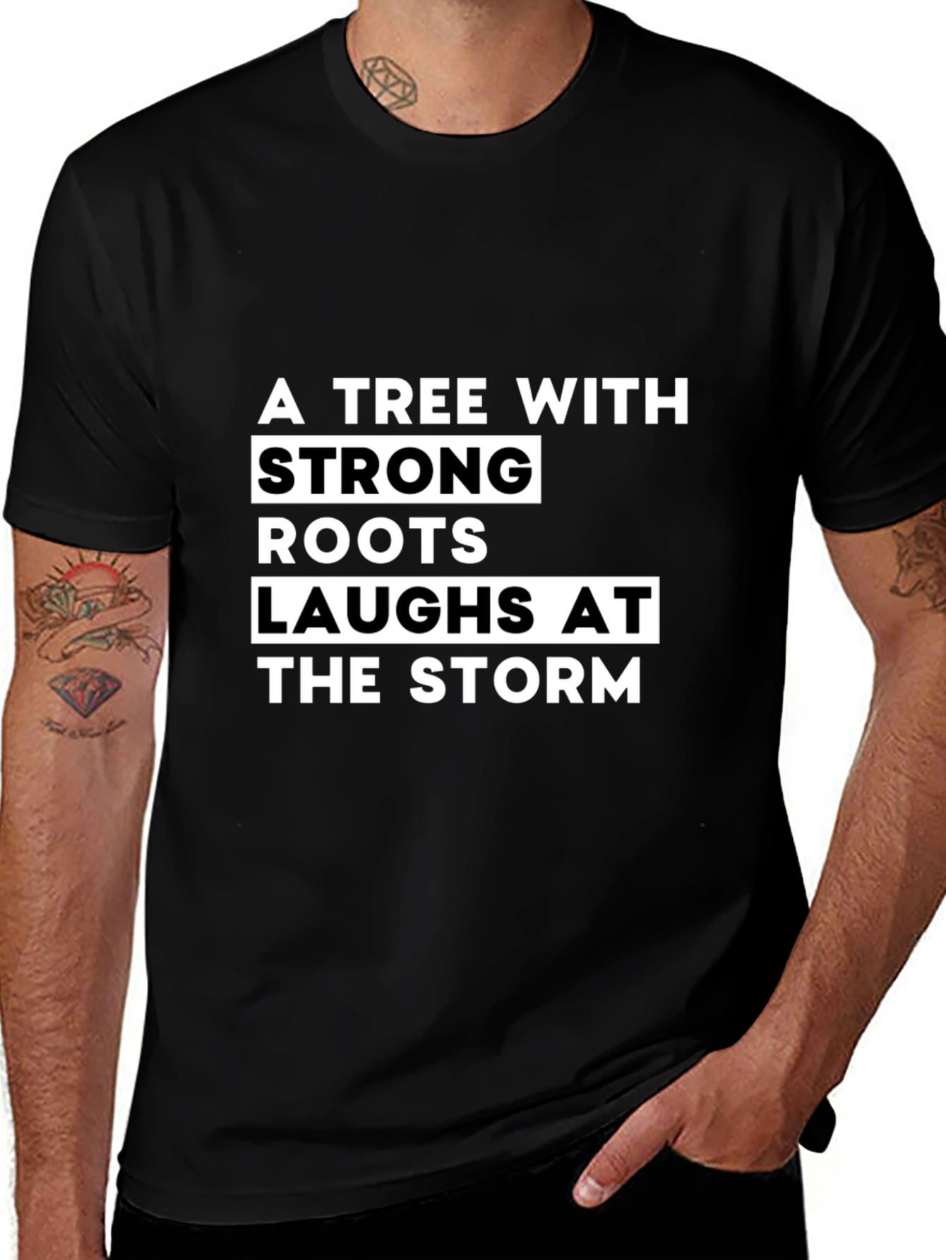 Strong Roots Tree Graphic Tee - Unisex Black T-Shirt