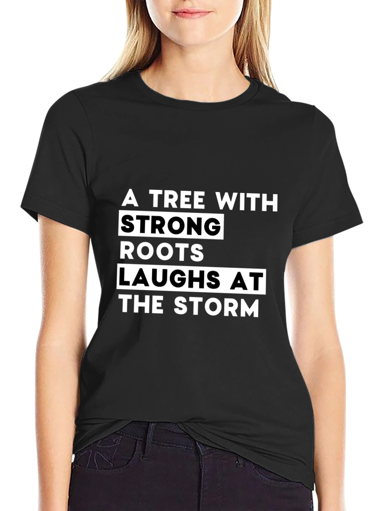 Strong Roots Tree Graphic Tee - Unisex Black T-Shirt