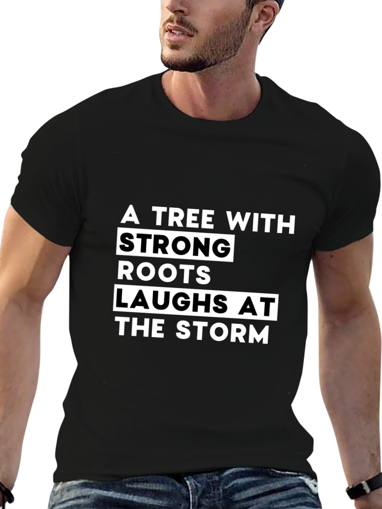 Strong Roots Tree Graphic Tee - Unisex Black T-Shirt