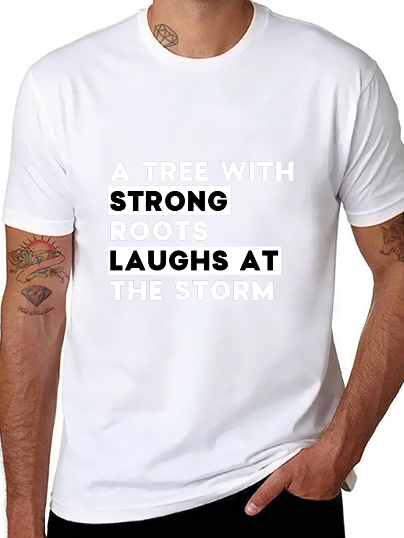 Strong Roots Tree Graphic Tee - Unisex Black T-Shirt