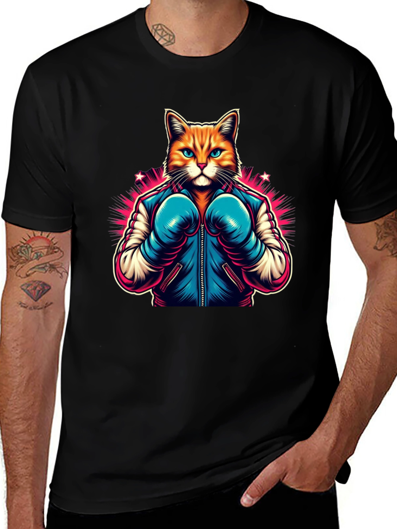 Boxer Cat Graphic Tee - Black T-Shirt