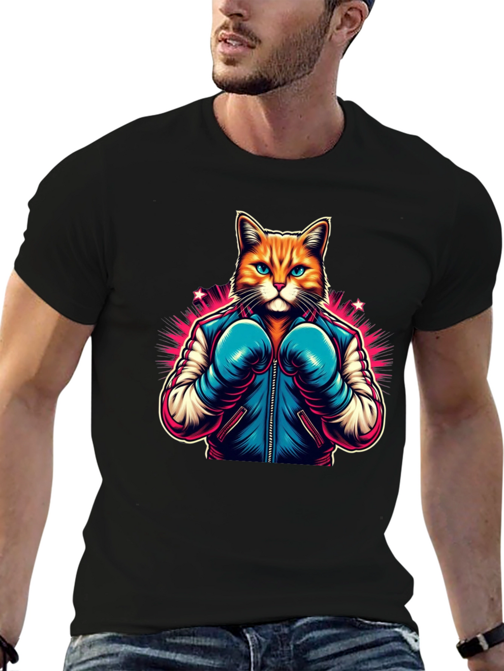 Boxer Cat Graphic Tee - Black T-Shirt