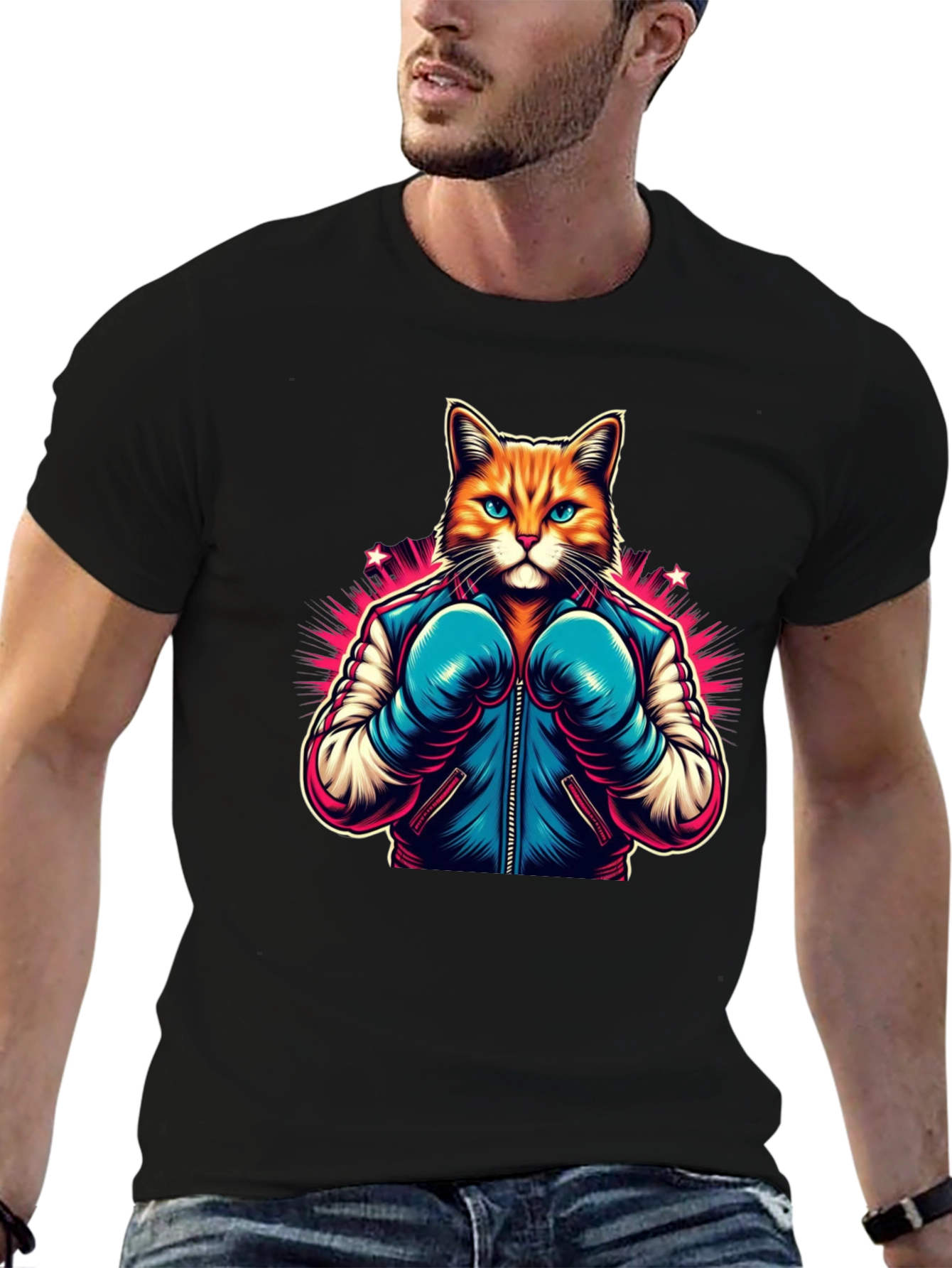 Boxer Cat Graphic Tee - Black T-Shirt