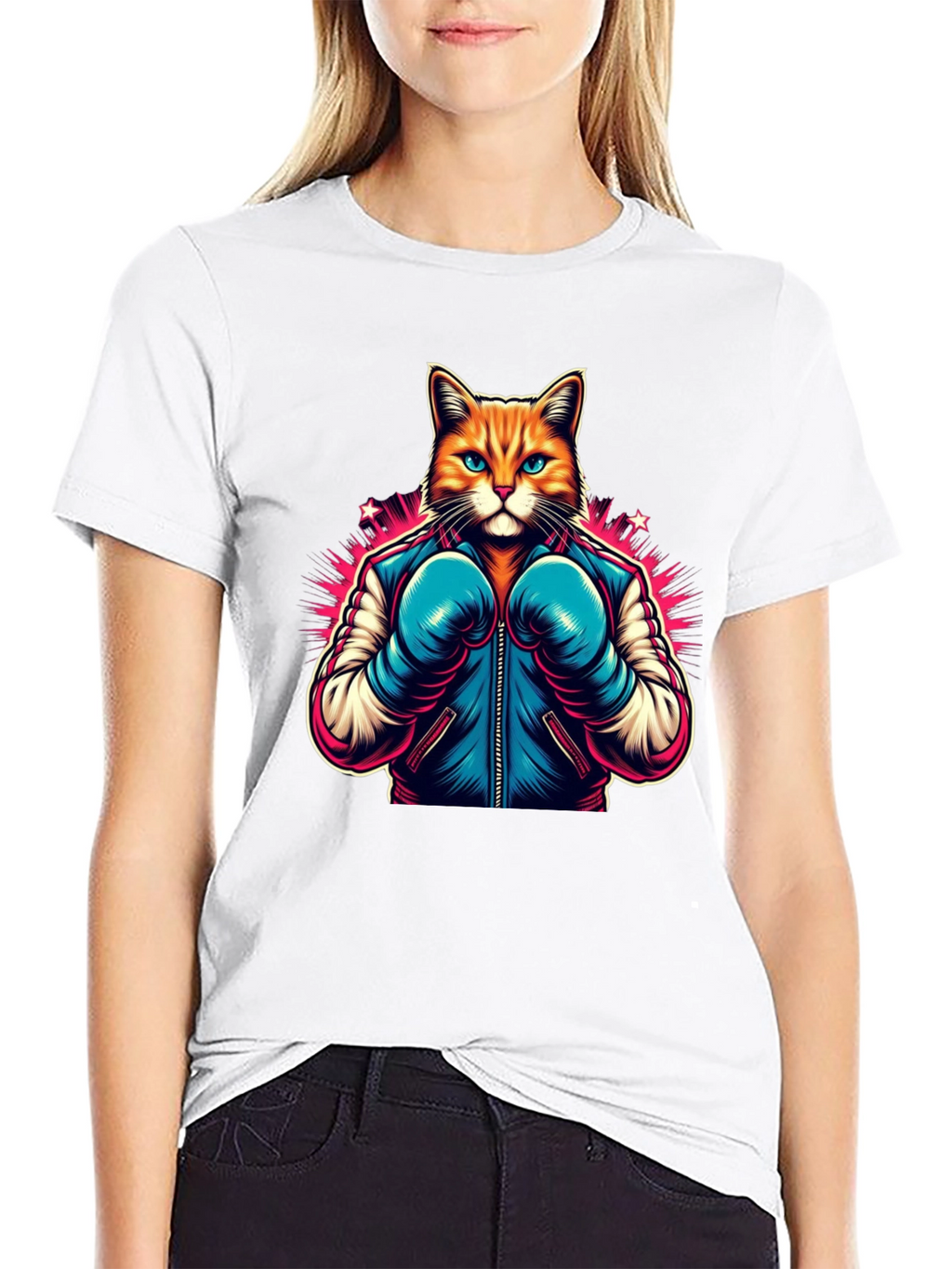 Boxer Cat Graphic Tee - Black T-Shirt