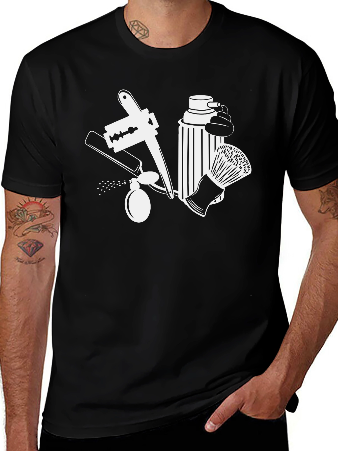 Barber Tools Graphic Tee - Classic Black Cotton T-Shirt