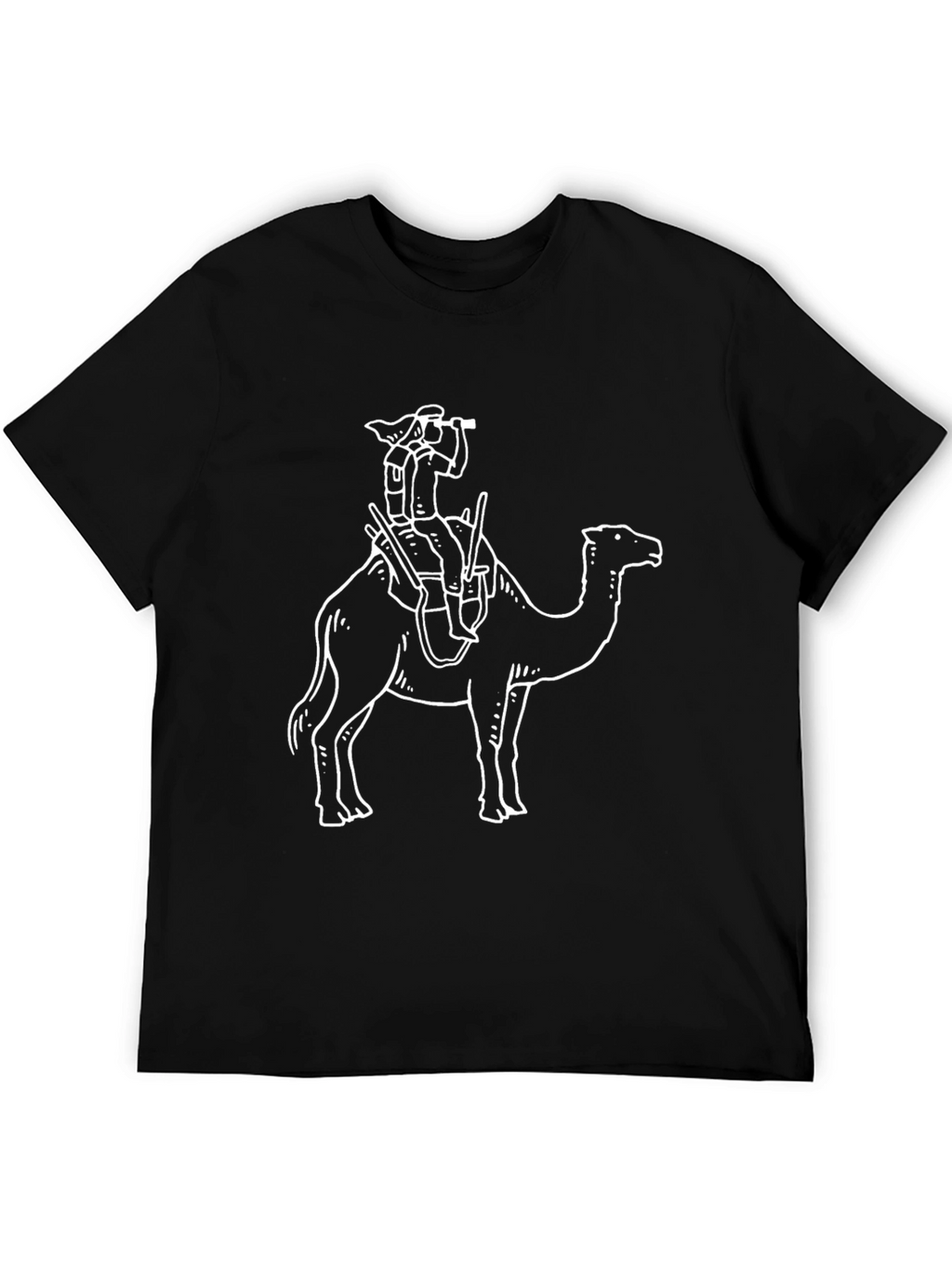 Black T-Shirt with Camel Rider Graphic