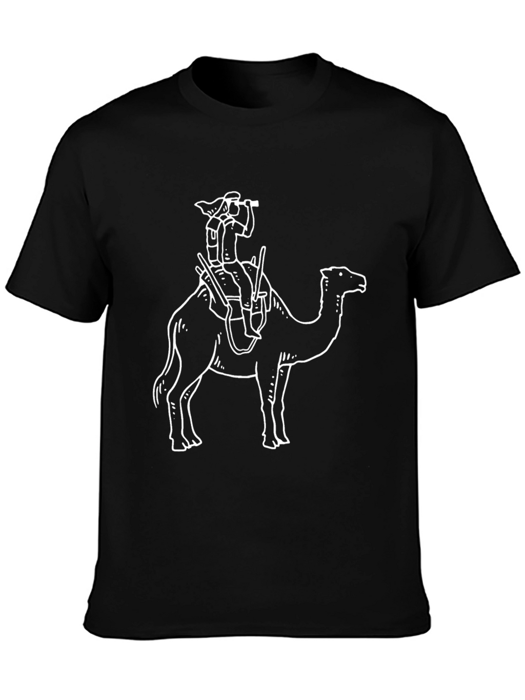 Black T-Shirt with Camel Rider Graphic
