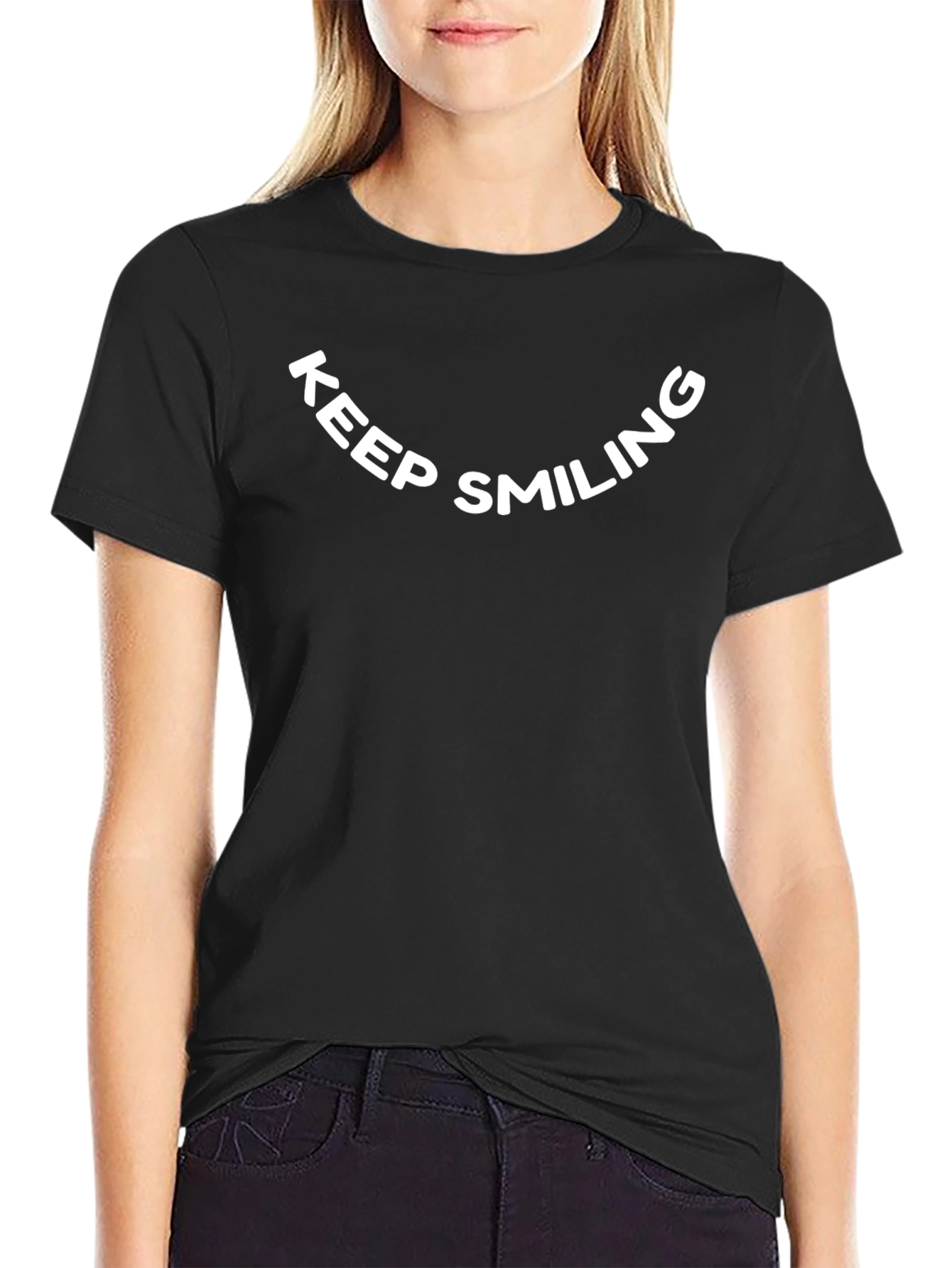 Keep Smiling Black Graphic Tee