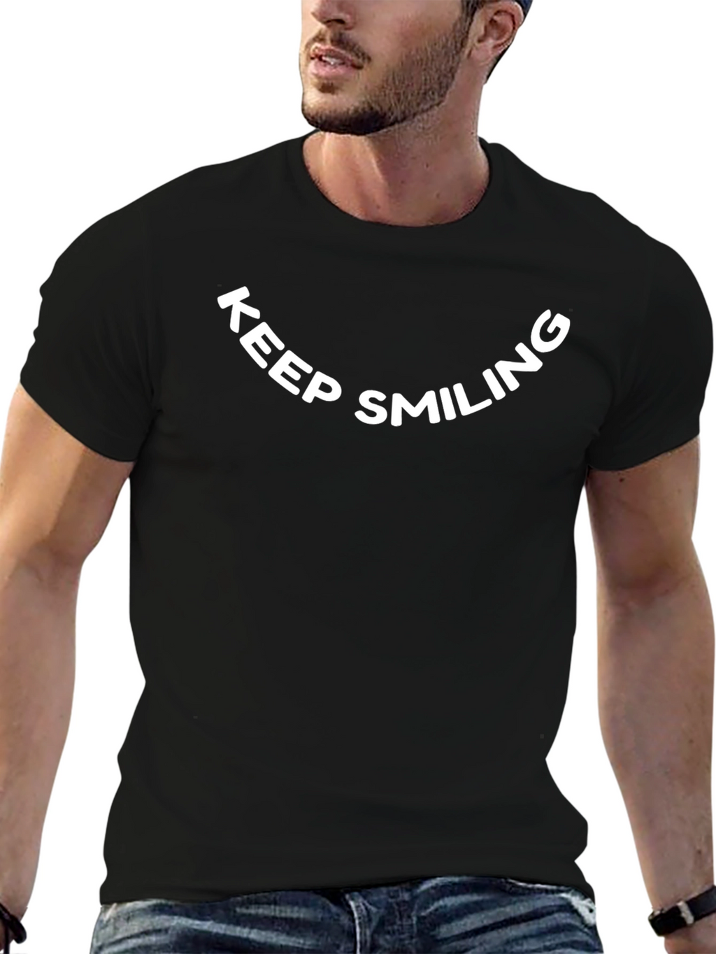 Keep Smiling Black Graphic Tee