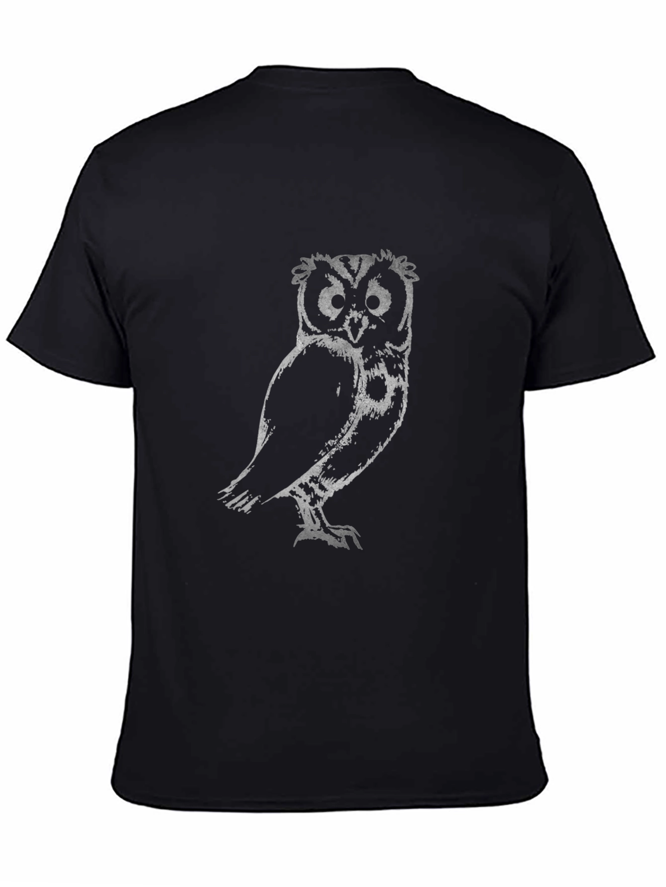 Cool Owl Graphic Print Black T-Shirt