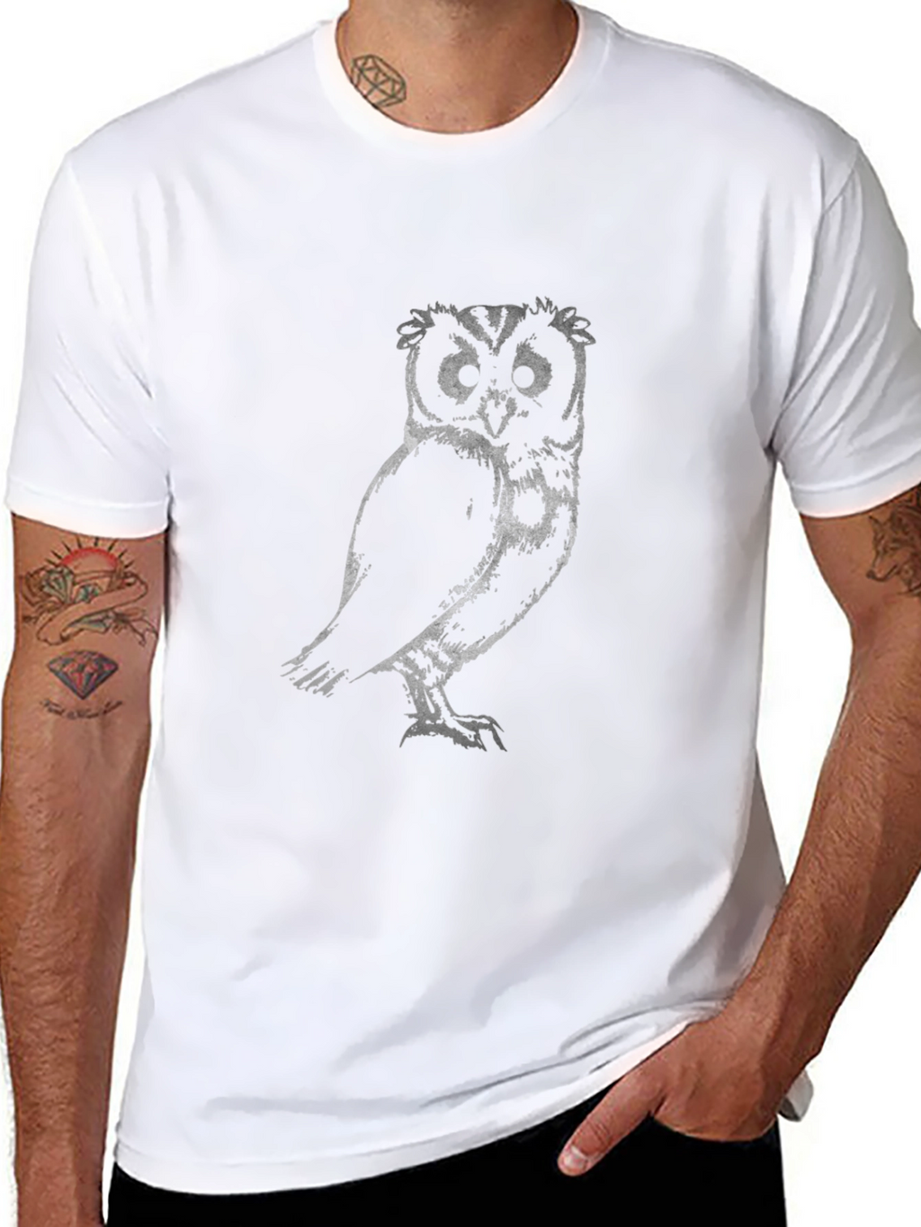 Cool Owl Graphic Print Black T-Shirt