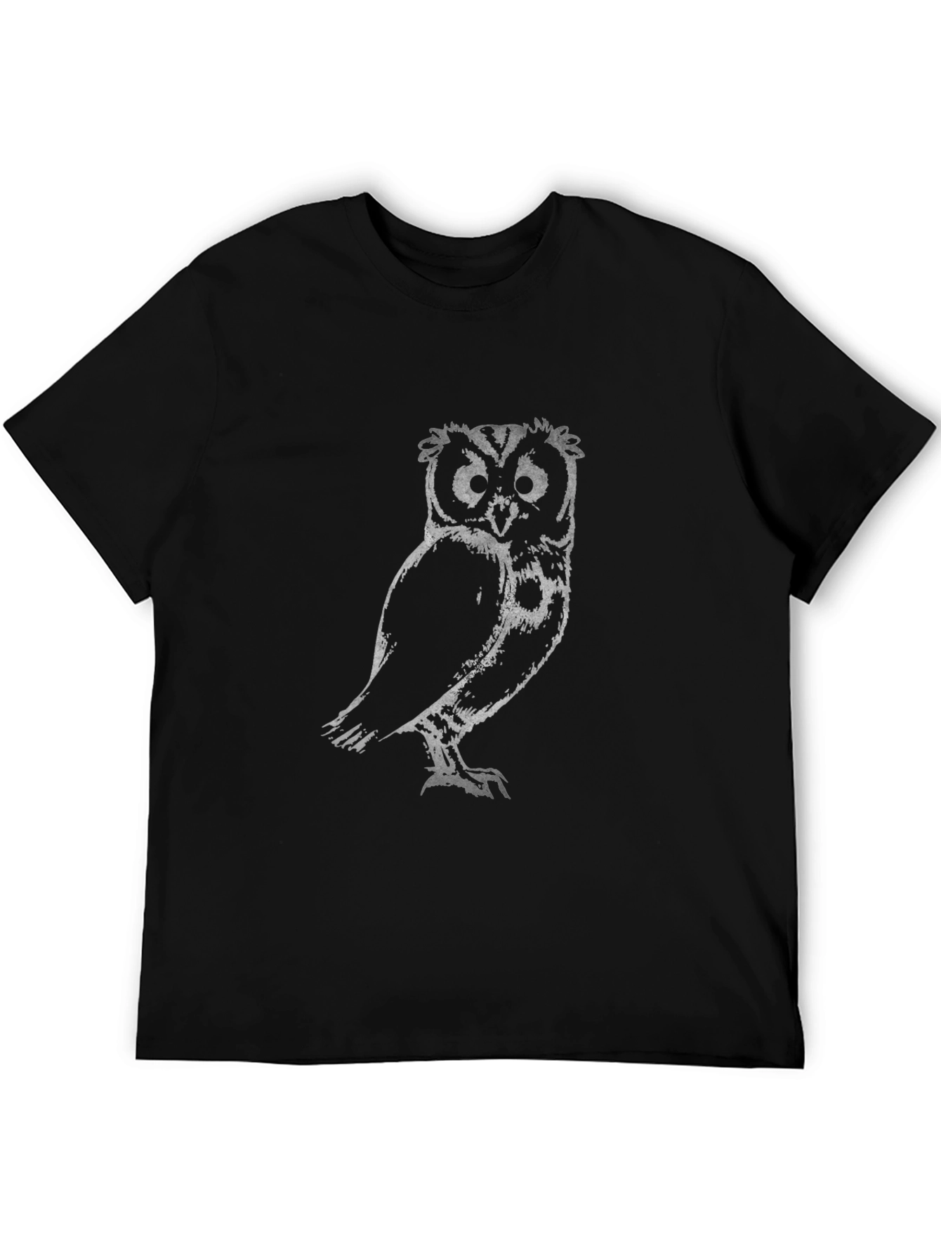 Cool Owl Graphic Print Black T-Shirt