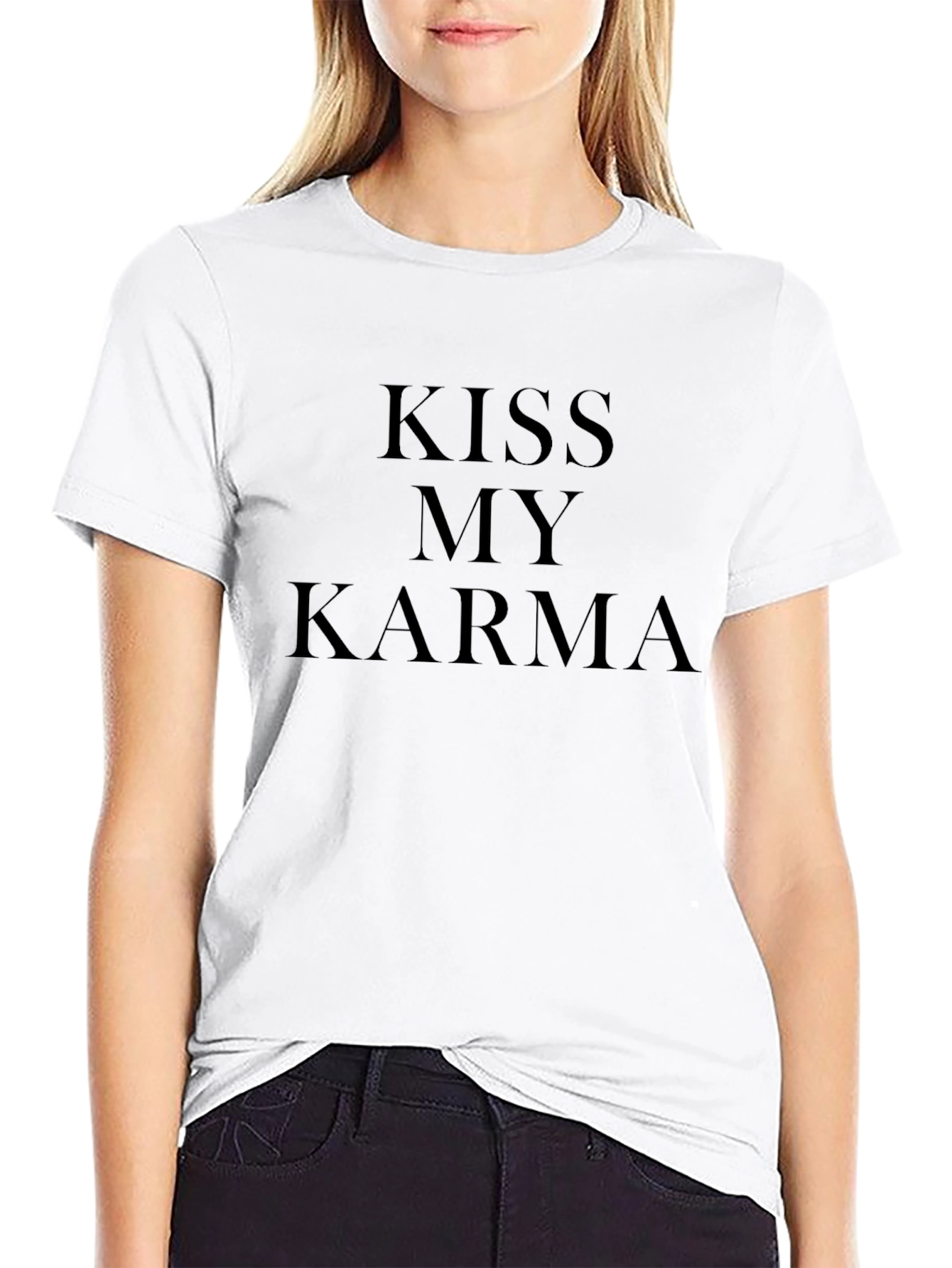 Kiss My Karma Black Graphic Tee - Trendy Slogan Shirt