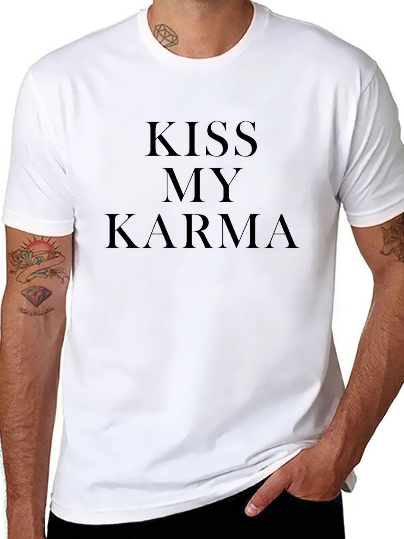 Kiss My Karma Black Graphic Tee - Trendy Slogan Shirt