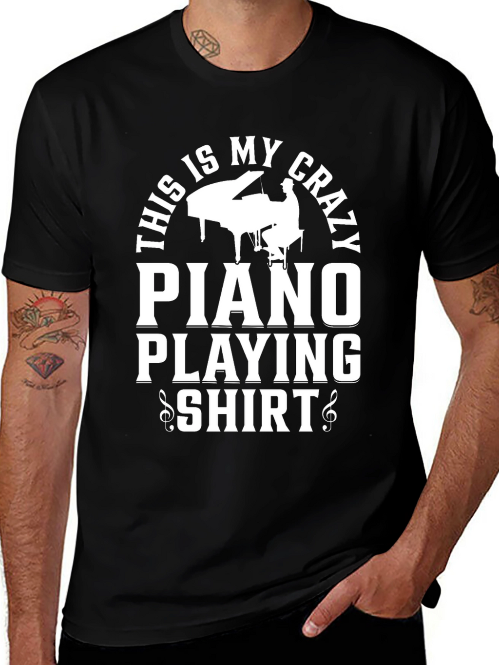 Crazy Piano Playing T-Shirt - Musician Apparel