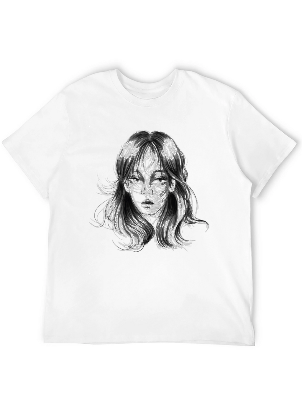 Abstract Portrait Graphic Black T-Shirt