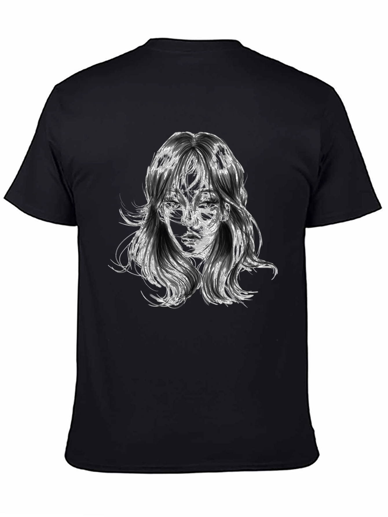 Abstract Portrait Graphic Black T-Shirt