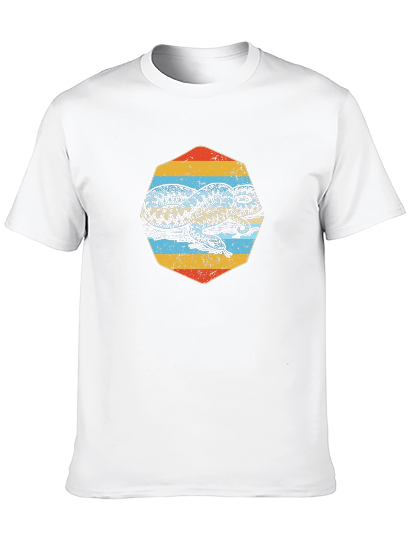 Retro Snake Graphic Tee - Black Cotton T-Shirt