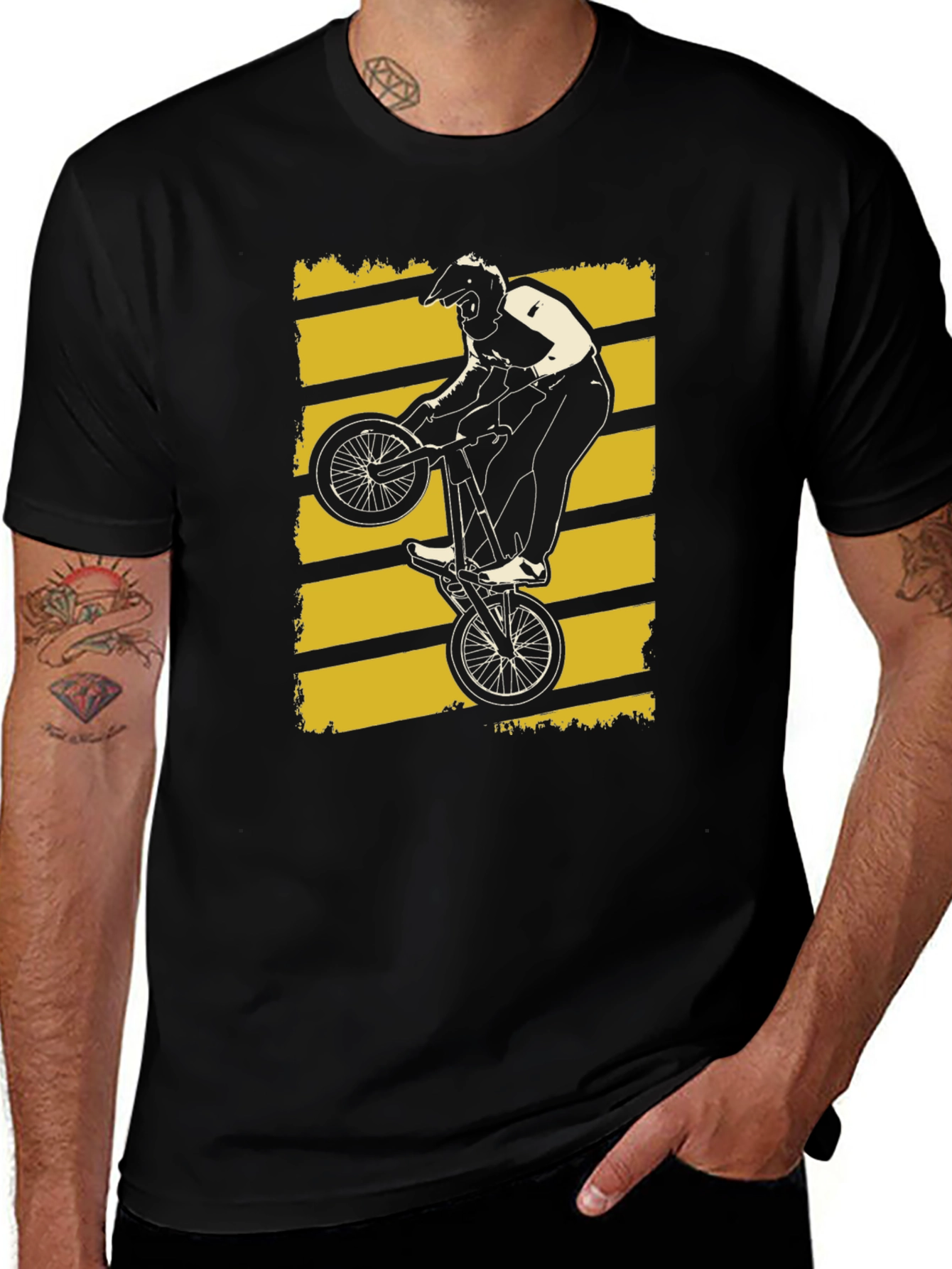 BMX Rider Graphic Tee - Black Cotton T-Shirt