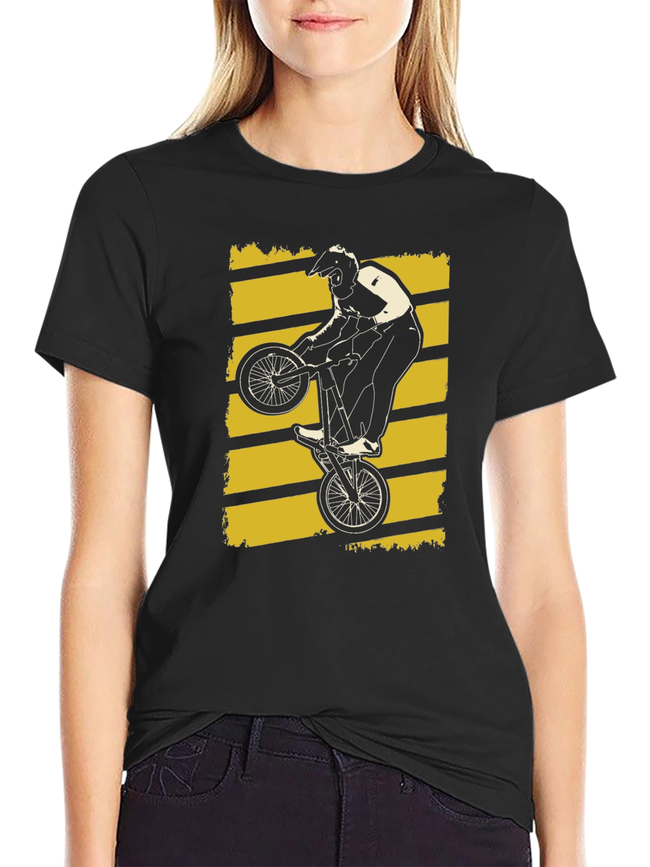 BMX Rider Graphic Tee - Black Cotton T-Shirt