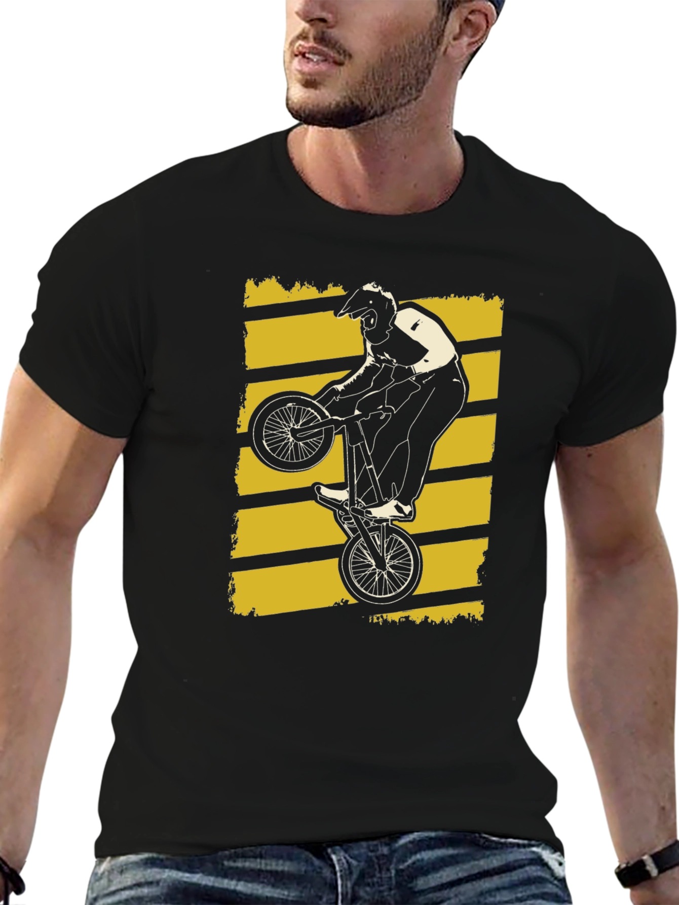 BMX Rider Graphic Tee - Black Cotton T-Shirt