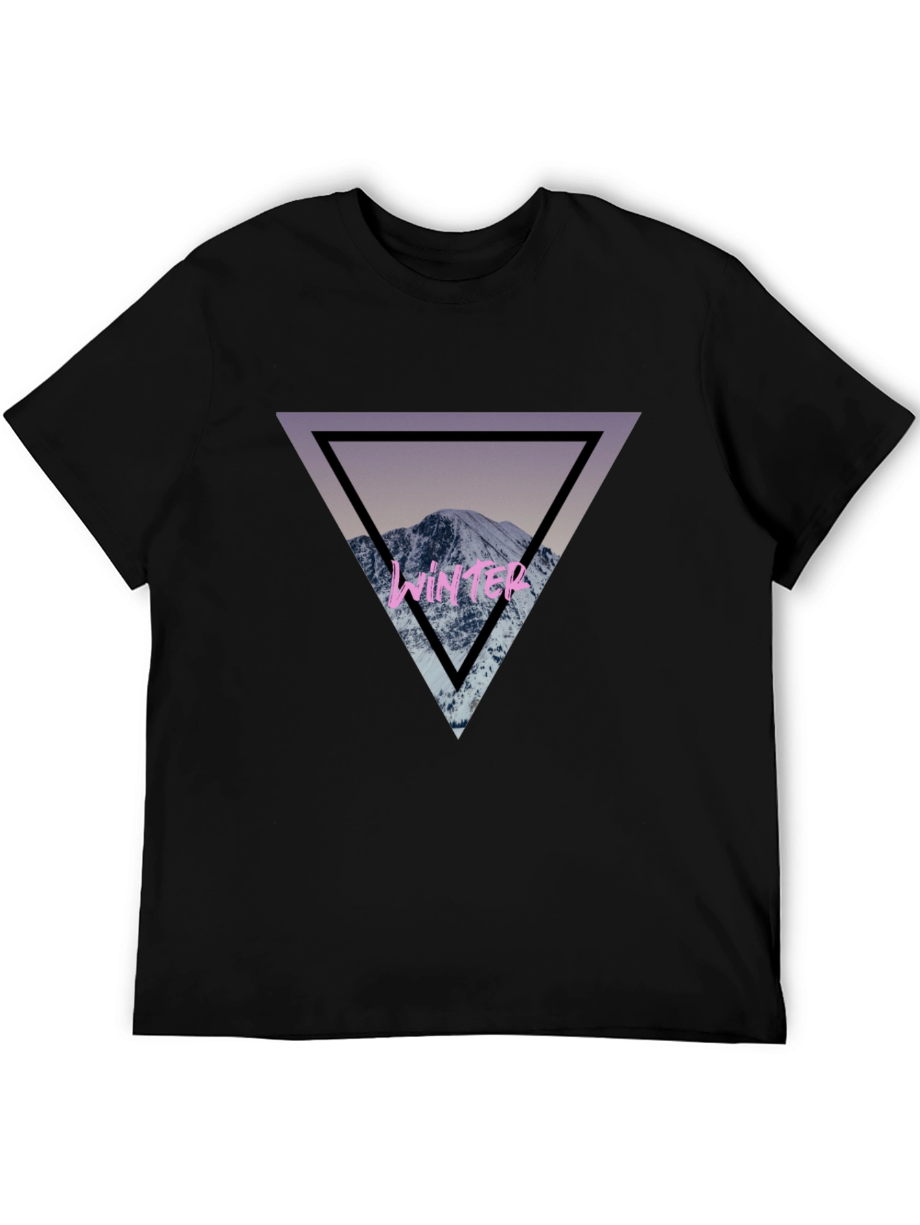 Winter Mountain Triangle Graphic T-Shirt - Stylish Comfort