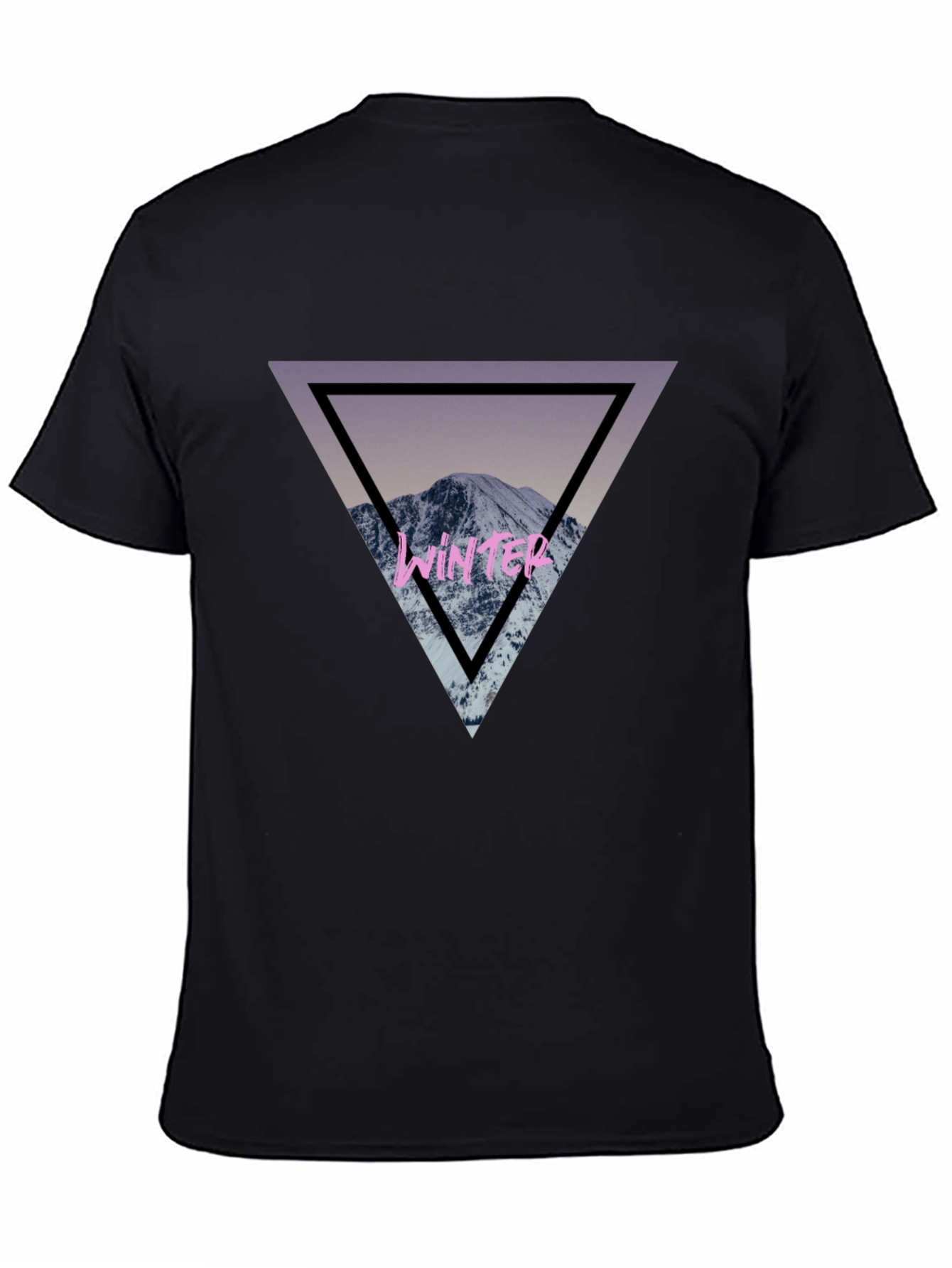 Winter Mountain Triangle Graphic T-Shirt - Stylish Comfort