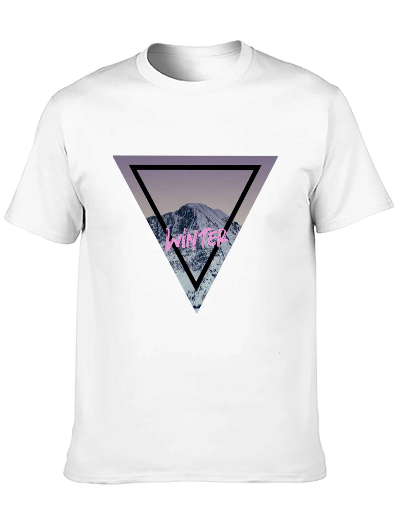 Winter Mountain Triangle Graphic T-Shirt - Stylish Comfort