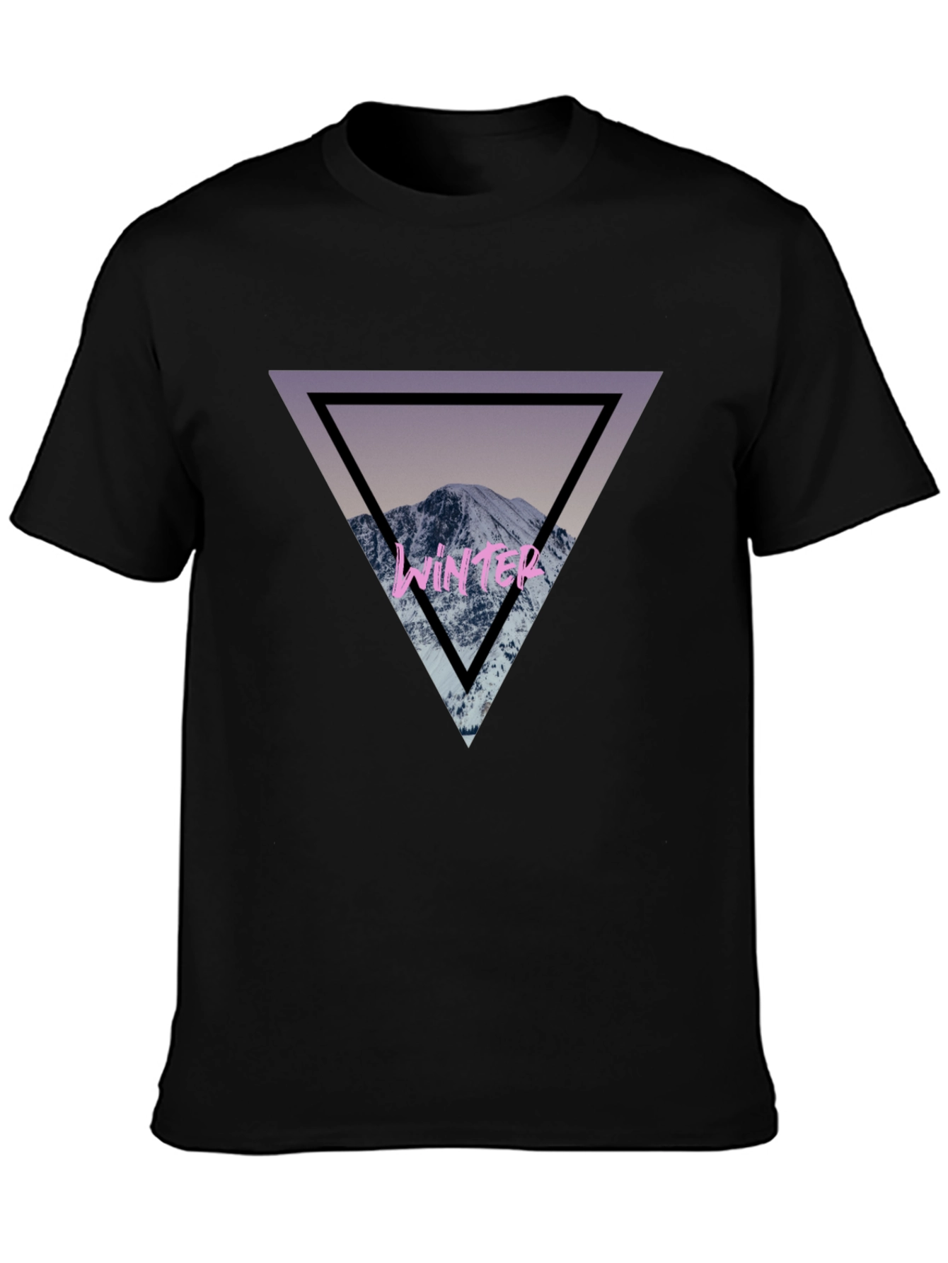 Winter Mountain Triangle Graphic T-Shirt - Stylish Comfort