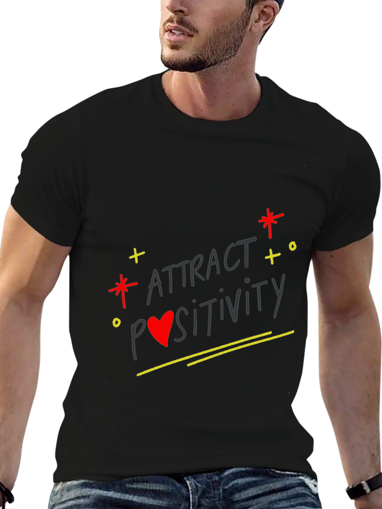 Attract Positivity Black Graphic Tee