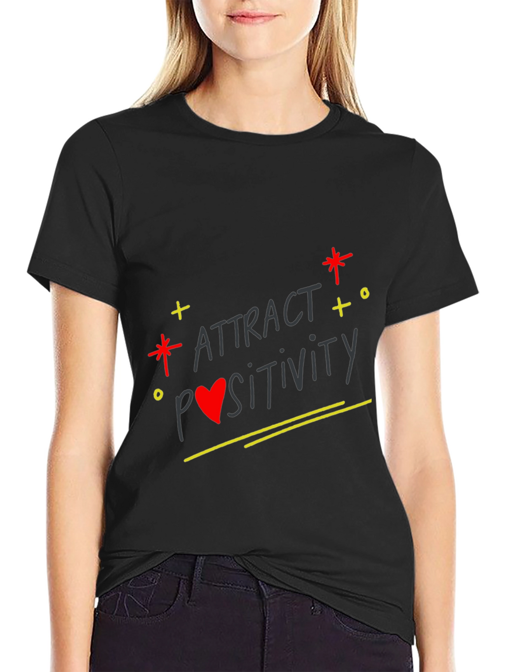 Attract Positivity Black Graphic Tee