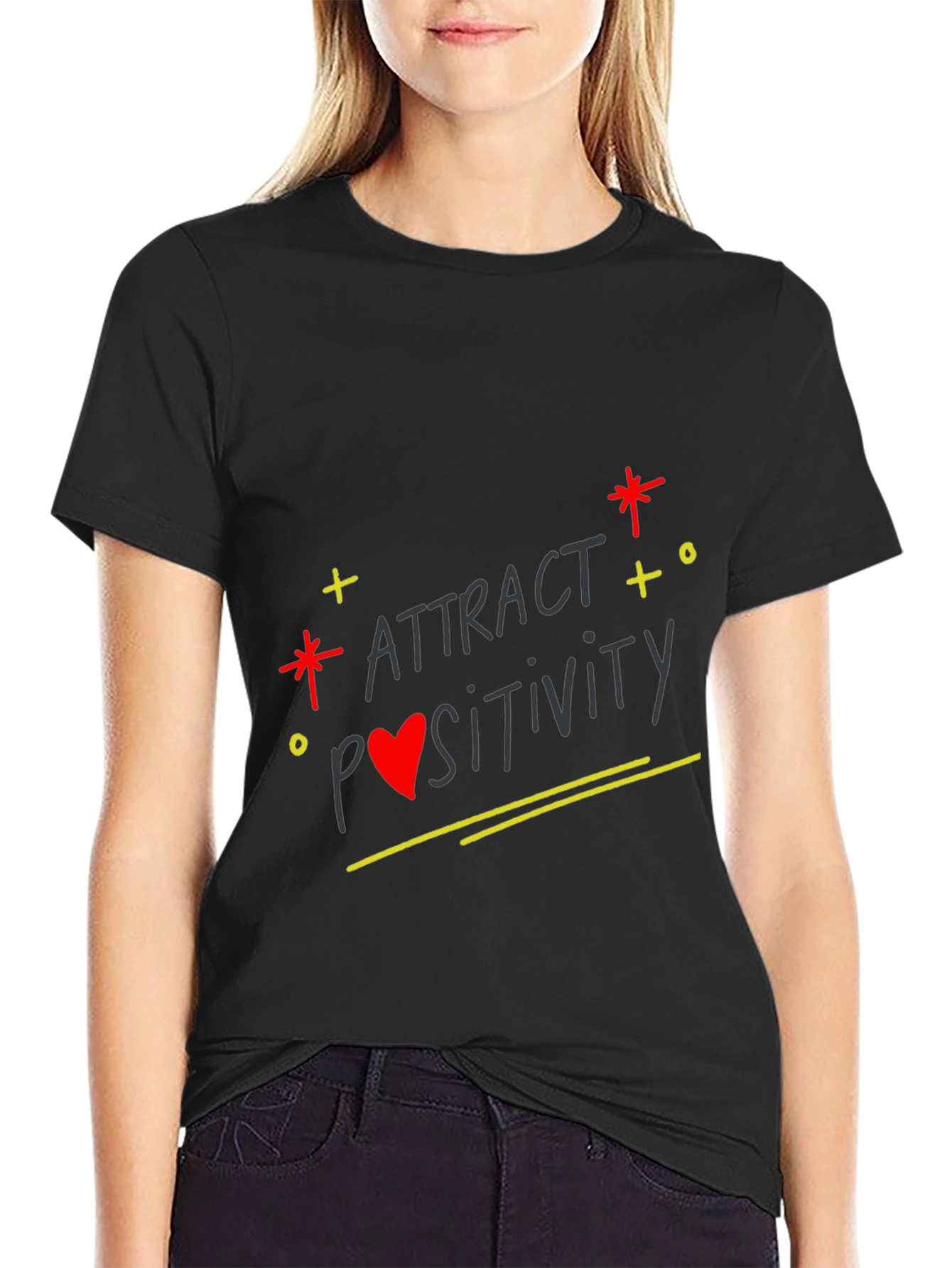 Attract Positivity Black Graphic Tee